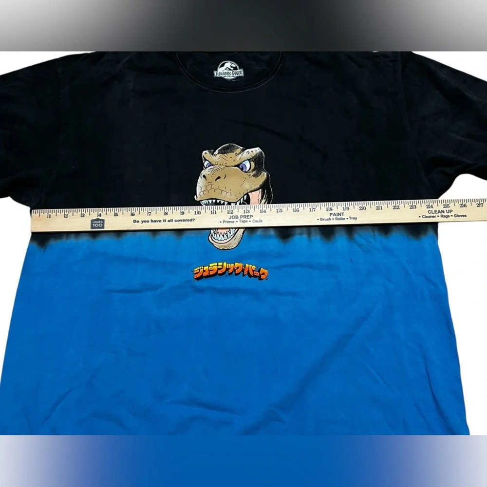 Universal studios Jurassic Park Graphic Tee shirt top‎ black blue dinosaur 2XL